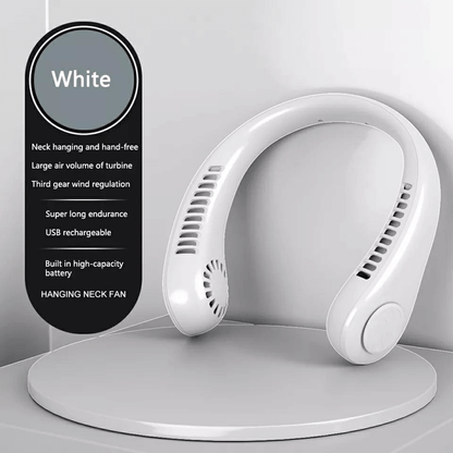 Portable Hanging Neck Fan with Rechargeable Battery and USB Charging