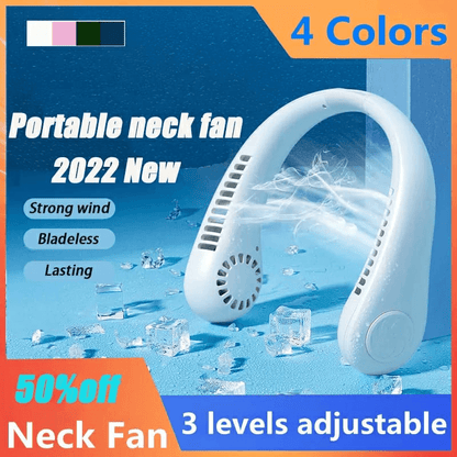 Portable Hanging Neck Fan with Rechargeable Battery and USB Charging
