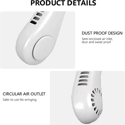 Portable Hanging Neck Fan with Rechargeable Battery and USB Charging