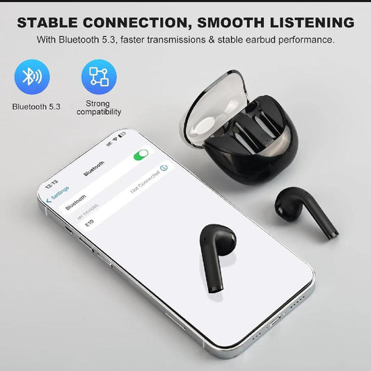 Super E19 Wireless Bluetooth 5.3 Earbuds, Deep Bass, Waterproof