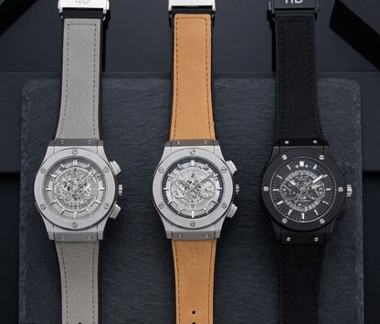 Luxury Men's Quartz Chronograph Style Watch – Premium Silicone & Leather Strap