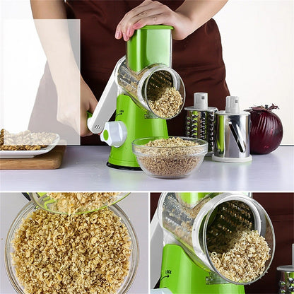 Multifunctional Vegetable Slicer Vegetable Slicer Manual Kitchen Grater Vegetable Chopper 3 in 1 Round Mandolin Cutter Potato Spiralizer Household Gadgets