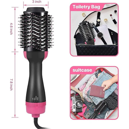 4-in-1 Blow Hair Dryer - Volumizer Brush, Straightening & Curl