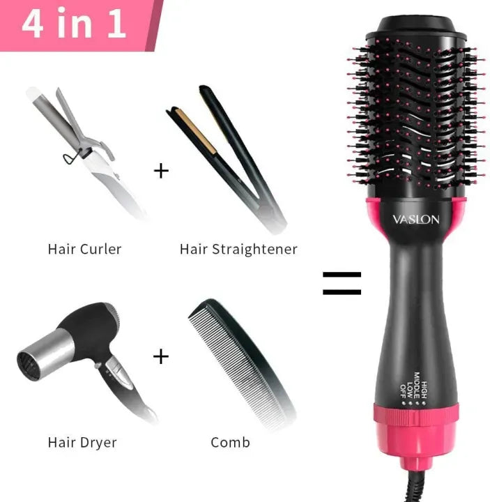 4-in-1 Blow Hair Dryer - Volumizer Brush, Straightening & Curl