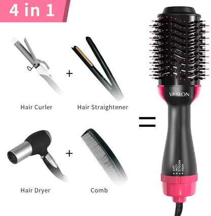 4-in-1 Blow Hair Dryer - Volumizer Brush, Straightening & Curl