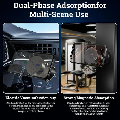 Vacuum Magnetic Phone Holder, Suction Cup Mount, Foldable Strong Black